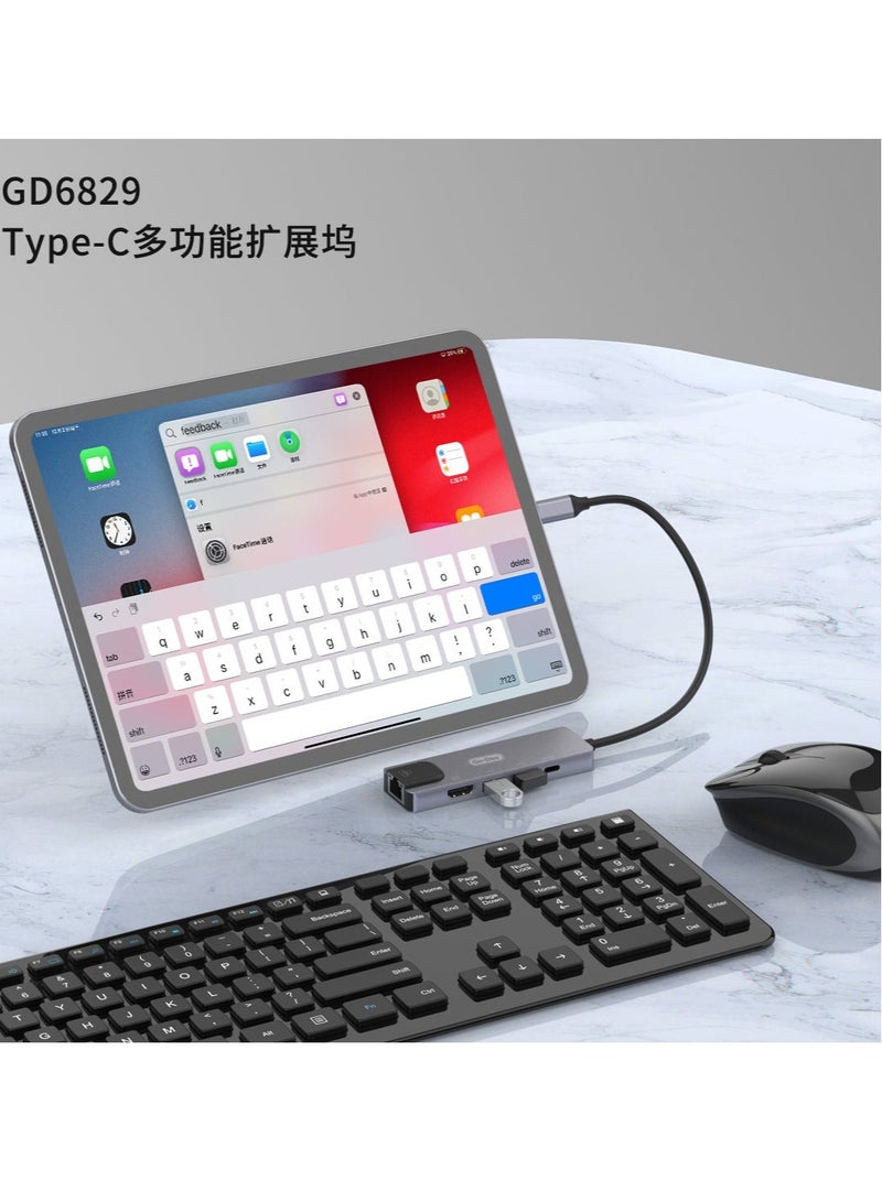 جو-ديز "Type-C to HDTV 5-in-1 Converter Adapter – Gigabit Ethernet, 2 USB 3.0 Ports, 4K HDMI Output, USB-C PD Charging, Plug & Play for Laptops and MacBooks" - Image 4