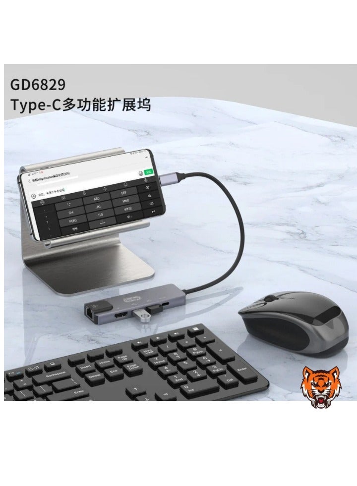 جو-ديز "Type-C to HDTV 5-in-1 Converter Adapter – Gigabit Ethernet, 2 USB 3.0 Ports, 4K HDMI Output, USB-C PD Charging, Plug & Play for Laptops and MacBooks" - Image 2