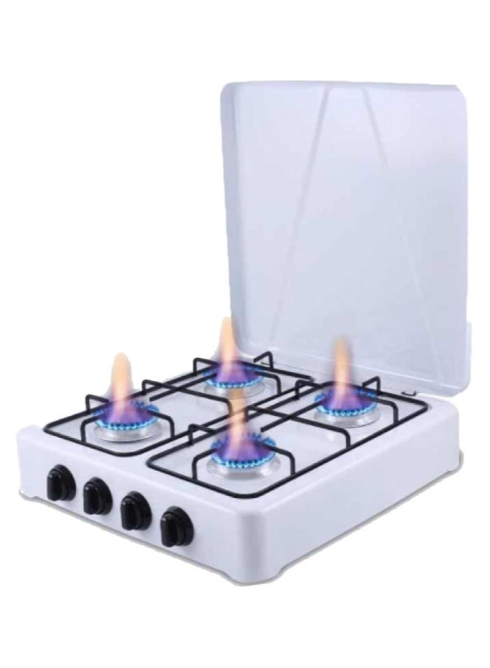 White gas stove with four burners 
