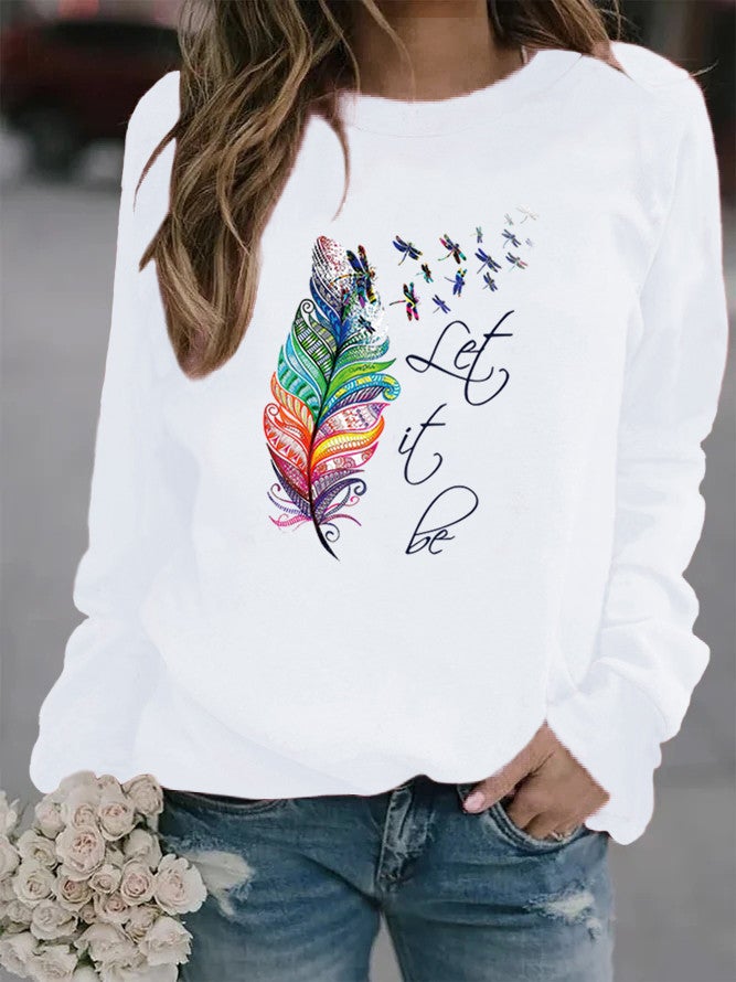 Womens Animal Print Round Neck Sweatshirt white without cap