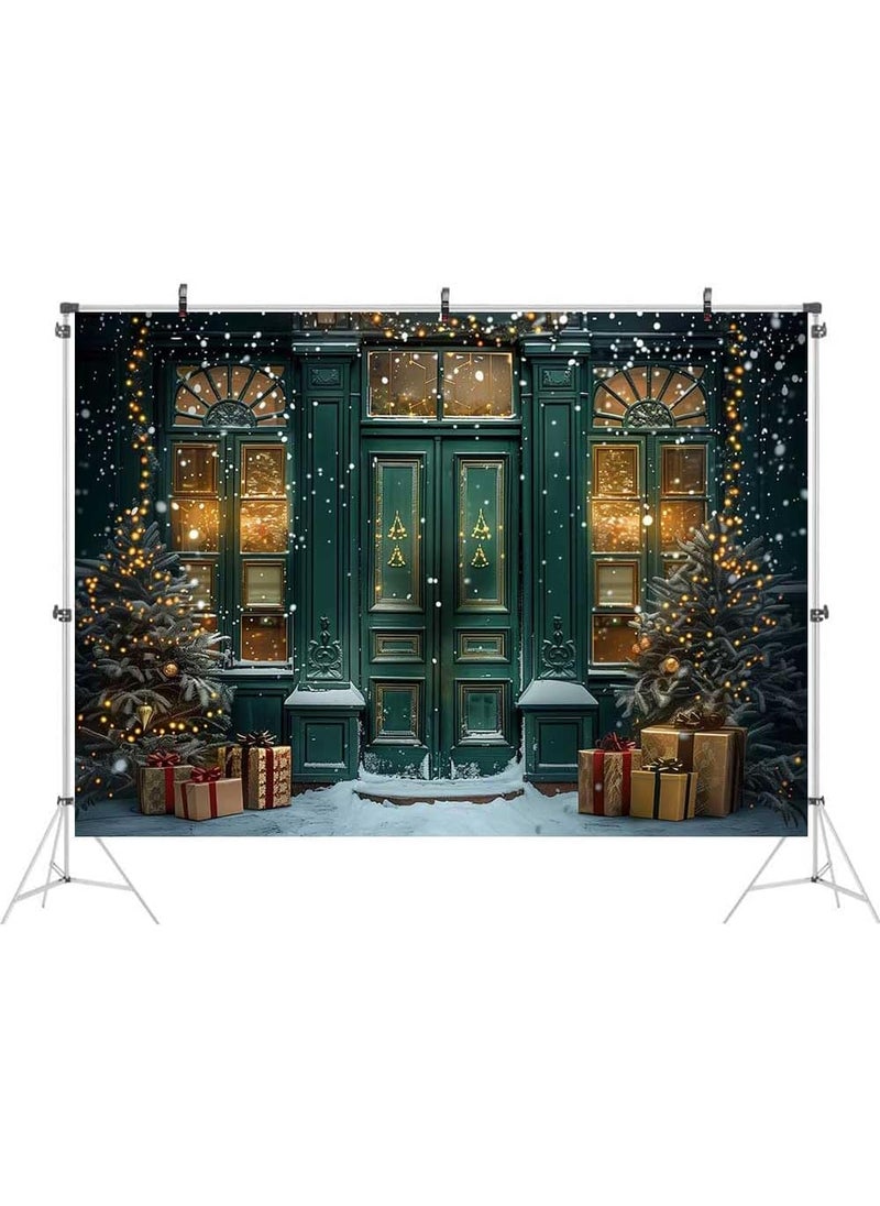 Ticuenicoa Ticuenicoa 7x5ft Christmas Photography Backdrop Green Christmas Santas Workshop Winter Snowflake Xmas Tree Background Gift Kids Adult Family Party Decoration Supplies Banner Photo Booth Props  - Image 2