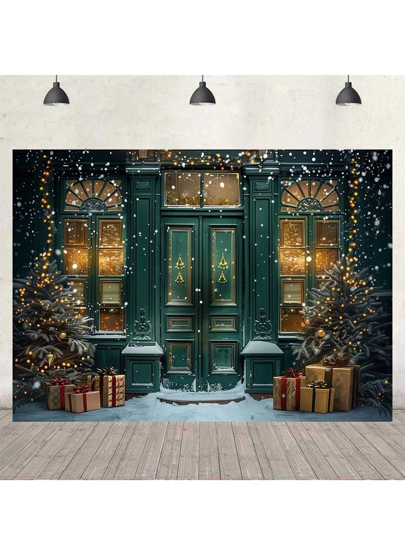 Ticuenicoa Ticuenicoa 7x5ft Christmas Photography Backdrop Green Christmas Santas Workshop Winter Snowflake Xmas Tree Background Gift Kids Adult Family Party Decoration Supplies Banner Photo Booth Props  - Image 4