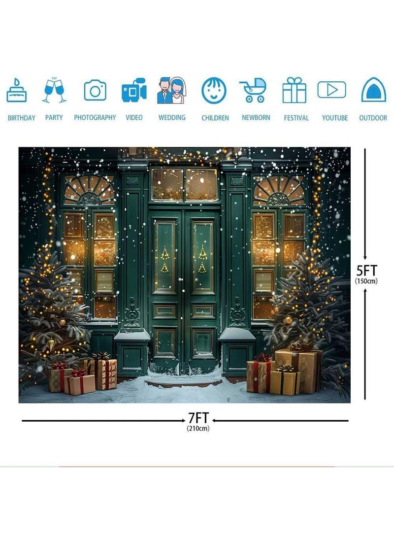 Ticuenicoa Ticuenicoa 7x5ft Christmas Photography Backdrop Green Christmas Santas Workshop Winter Snowflake Xmas Tree Background Gift Kids Adult Family Party Decoration Supplies Banner Photo Booth Props  - Image 3
