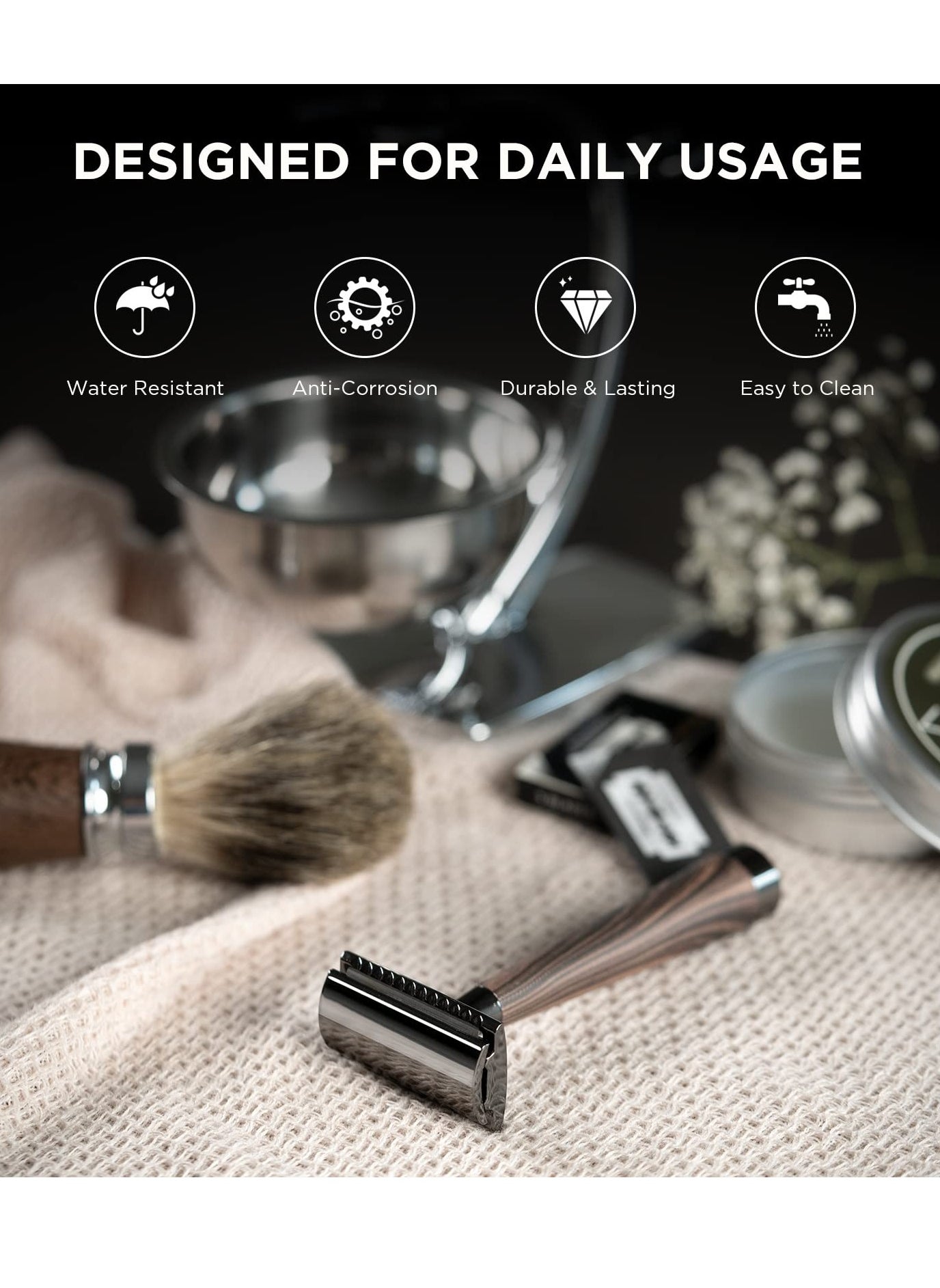 Double Edge Safety Razor, Faux Wood Zinc Alloy Handle Razor with 5 Swiss Stainless Steel Blades, Heavy Duty Eco-Friendly Razor for Shaving, Gift Packed Visit the SINAHET Store - https://f.nooncdn.com/p/pzsku/Z06154EBD55317A27A7D2Z/45/_/1725438188/091a4b85-5989-491a-9c82-6e611b420430.jpg?format=jpg&width=original