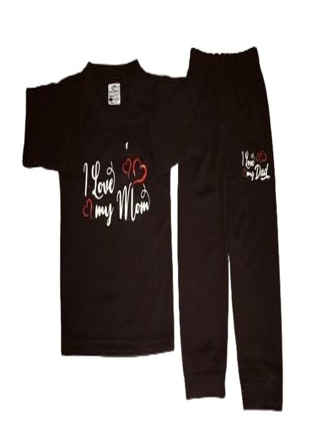 SKMODEL STYLISH Baby Cotton Outfit Set, Long Sleeve T-Shirt with 'I Love My Mom' Print and Pants, Black, 2 Piece (Baby, Black, 3 Year-4 Year) - Image 1