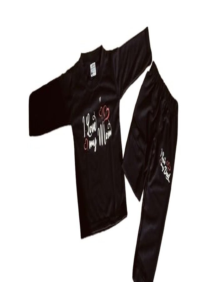 SKMODEL STYLISH Baby Cotton Outfit Set, Long Sleeve T-Shirt with 'I Love My Mom' Print and Pants, Black, 2 Piece (Baby, Black, 3 Year-4 Year) - Image 3