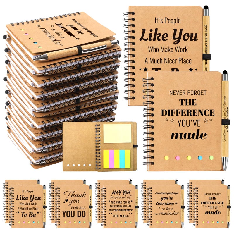 Tarevaniwa 60 Pcs/30 Sets Employee Appreciation Gifts Bulk - Inspirational Spiral Notebooks with Motivational Pens, Thank You Gifts, Valentines Gift for Staff, Coworkers,Teacher, Team, Nurse, Office & School - Image 1