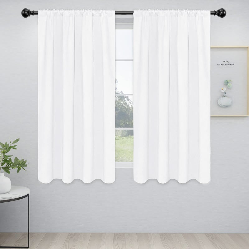 EasyGoing Rod Pocket Blackout Curtains for Bedroom Room Darkening Window Curtains for Living Room Thermal Insulated Noise Reduction Solid Window Drapes 2 Panels42x63 in White