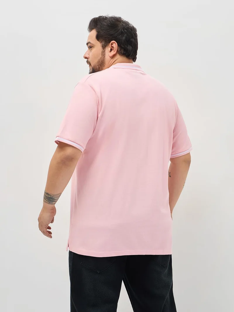 Urbano Fashion  Urbano Plus Men's Dusty Pink Solid Regular Fit Half Sleeve Cotton Polo T-Shirt  | Best Price UAE