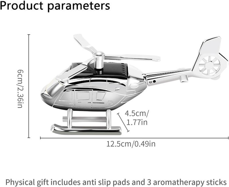 Solar Helicopter Figurine Air Diffuser Ornament for Car Dashboard Decoration and Air Car Interior Freshener - Image 4