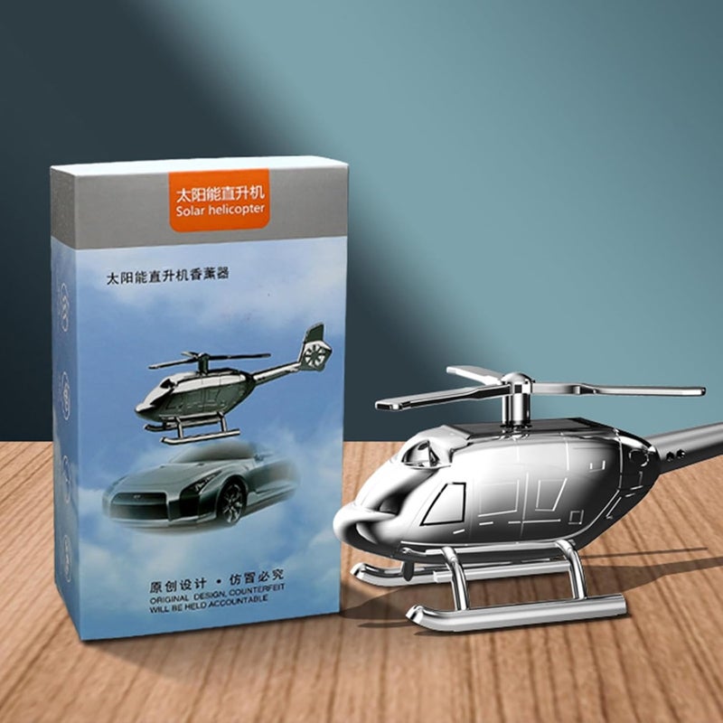 Solar Helicopter Figurine Air Diffuser Ornament for Car Dashboard Decoration and Air Car Interior Freshener - Image 2
