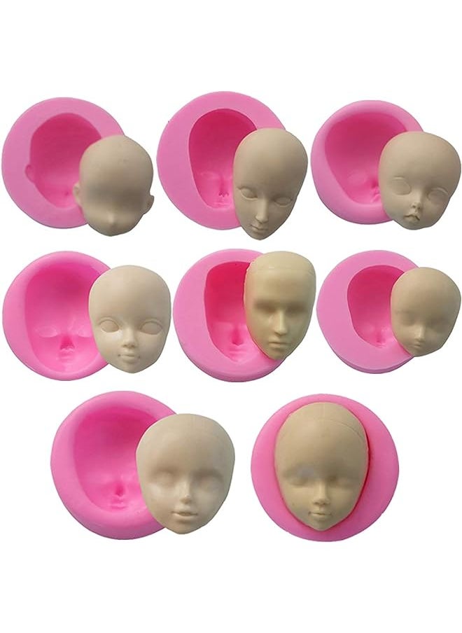 PROMASS - Doll Head Baby Face Silicone Cake Molds Model Handmade Soap Clay Plaster Mold Fondant Chocolate Gummy Biscuit Sugar Craft Mould DIY Cake Decorating Supplies Bakeware Baking Tools 8 Pcs - Image 1