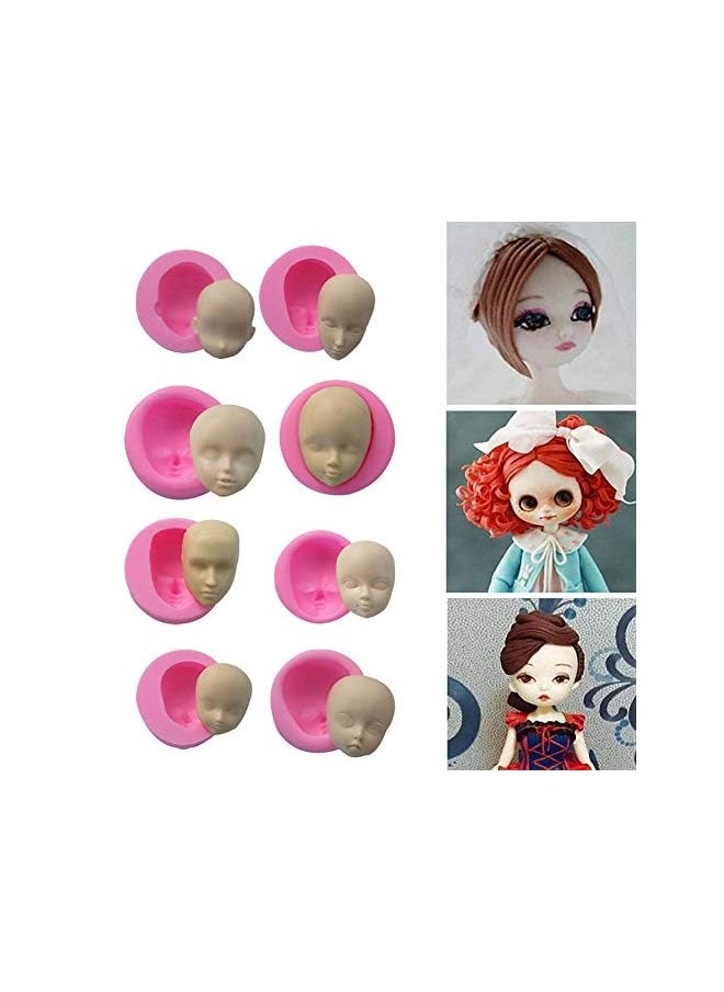 PROMASS - Doll Head Baby Face Silicone Cake Molds Model Handmade Soap Clay Plaster Mold Fondant Chocolate Gummy Biscuit Sugar Craft Mould DIY Cake Decorating Supplies Bakeware Baking Tools 8 Pcs - Image 1