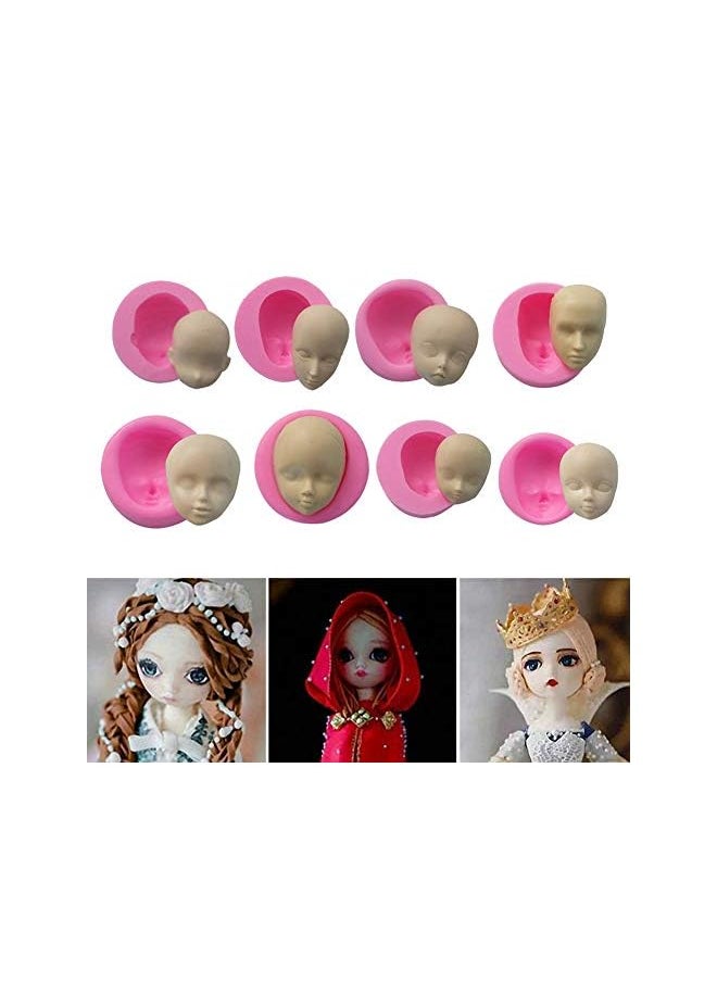 PROMASS - Doll Head Baby Face Silicone Cake Molds Model Handmade Soap Clay Plaster Mold Fondant Chocolate Gummy Biscuit Sugar Craft Mould DIY Cake Decorating Supplies Bakeware Baking Tools 8 Pcs - Image 1