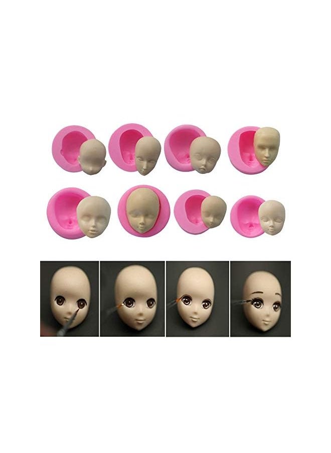 PROMASS - Doll Head Baby Face Silicone Cake Molds Model Handmade Soap Clay Plaster Mold Fondant Chocolate Gummy Biscuit Sugar Craft Mould DIY Cake Decorating Supplies Bakeware Baking Tools 8 Pcs - Image 1