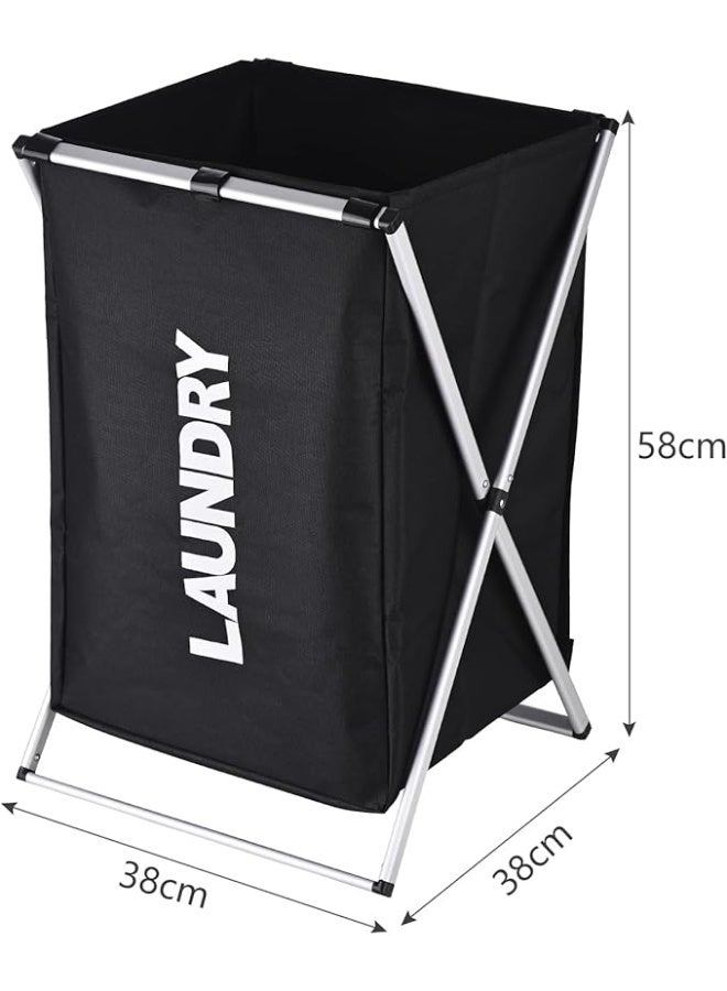 Laundry Loops Foldable Laundry Basket with Sturdy Metal Frame – 58×38×38 cm, Black - Image 2