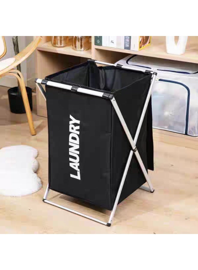 Laundry Loops Foldable Laundry Basket with Sturdy Metal Frame – 58×38×38 cm, Black - Image 5