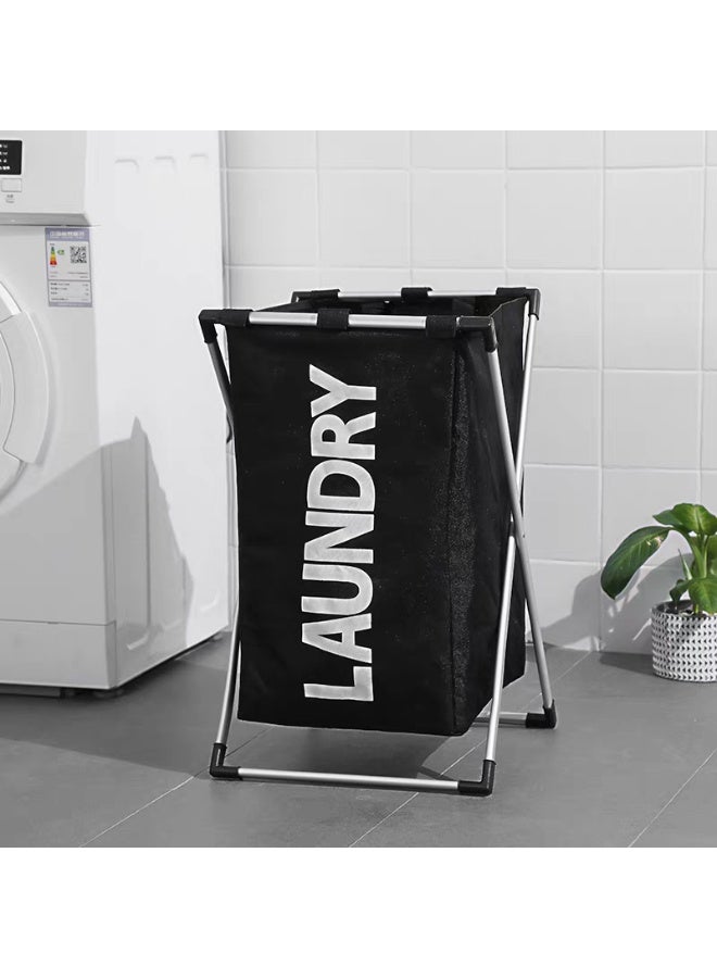 Laundry Loops Foldable Laundry Basket with Sturdy Metal Frame – 58×38×38 cm, Black - Image 4