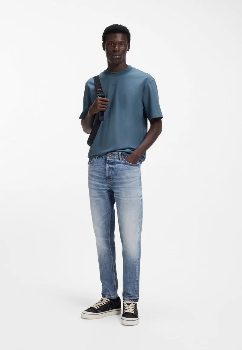 HUGO Open Blue Relaxed-fit T-shirt in cotton with logo print for Men | Best Price UAE