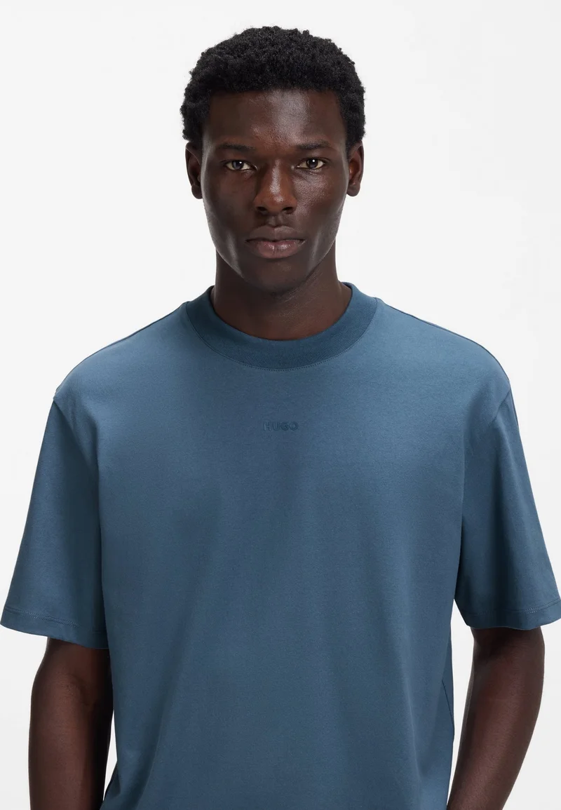 HUGO Open Blue Relaxed-fit T-shirt in cotton with logo print for Men | Best Price UAE