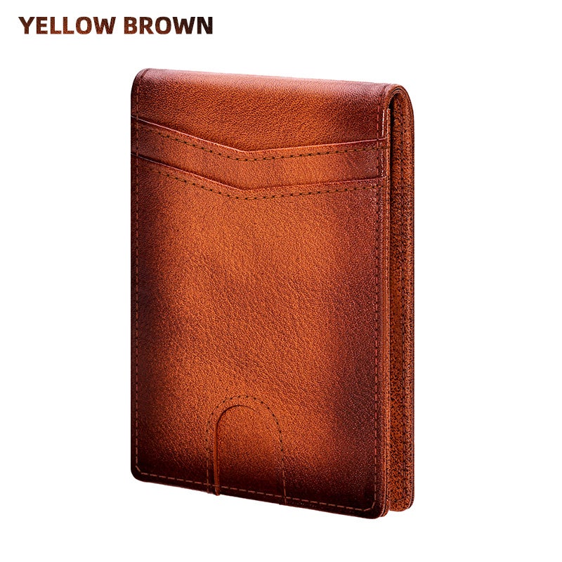 Banyanu Genuine Leather Wallet for Men with RFID Protection, Multi-Credit Card Holder, 2-Fold Design - Black, Yellow Brown, Blue Gray, Coffee - Image 1