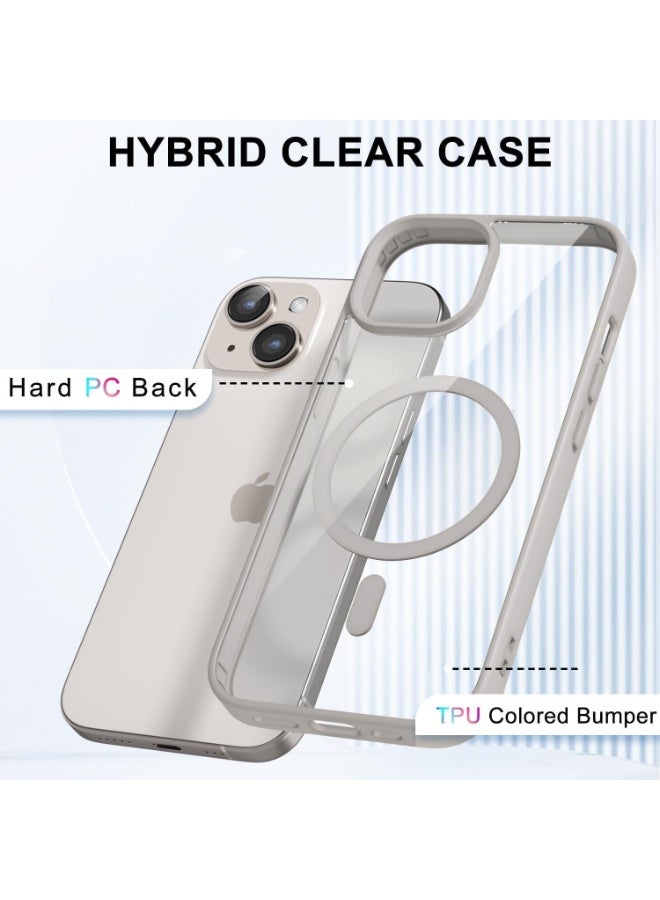 Magnetic Case for iPhone 14 Plus 15 Compatible with MagSafe, Shockproof Phone Bumper Cover, Solid Color Matte TPU Frame, Anti-Scratch Clear Back  (GRAY) - Image 2
