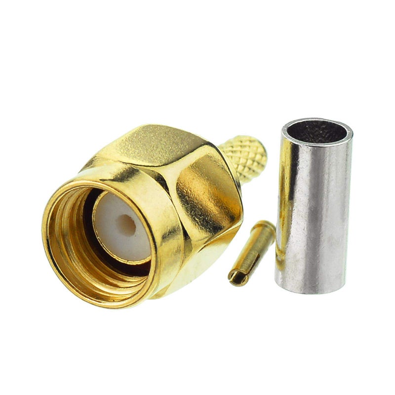Eightwood 10pcs RP-SMA Male RF Crimp Connector 50ohms Gold-Plated for RG316 RG174 Cable - Image 2