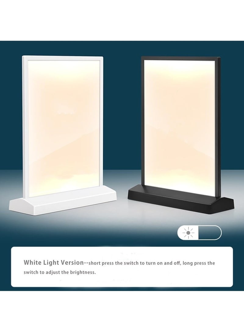 Eckek   LED Sign Holder Clear Sign Holder with LED Light Box, Table Menu Display Stand with Color Lights LED Menu Board A4