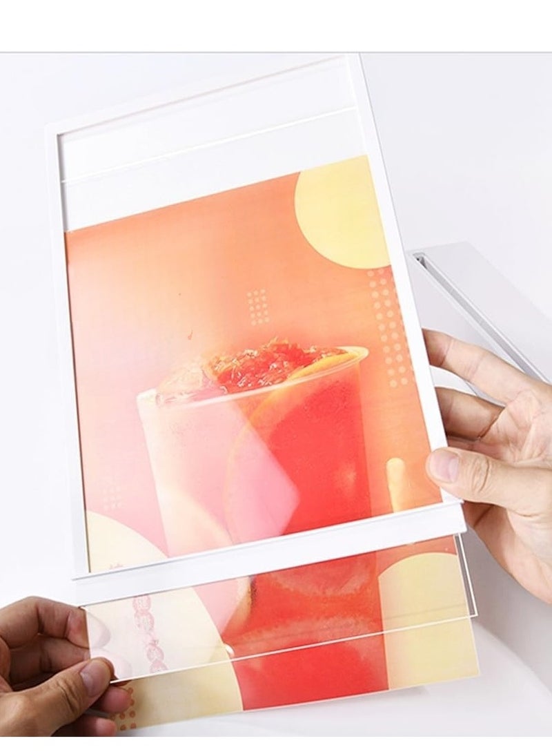 Eckek   LED Sign Holder Clear Sign Holder with LED Light Box, Table Menu Display Stand with Color Lights LED Menu Board A4