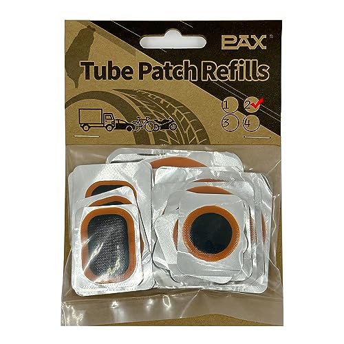 PAX 16 Pcs Inner Tube Patch Refills Contains 2Pcs X 25mm 32mm 42mm 50mm 60mm 2 Pcs X 24x41mm 24x35mm 34x52mm Suitable for Bicycle Motorcycle Scooter River Floating Inflatable Rubber - Image 1