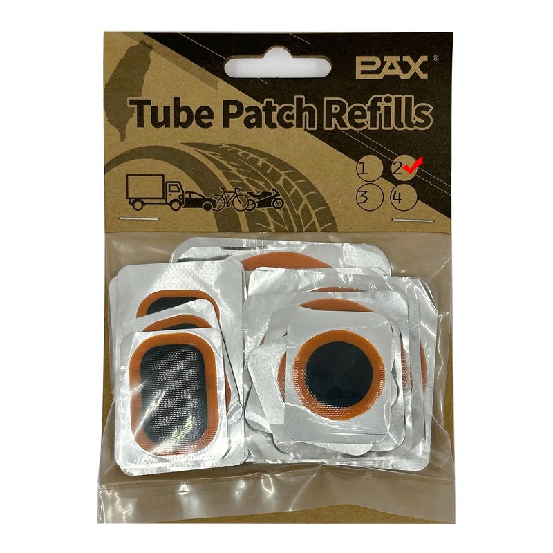 PAX 16 Pcs Inner Tube Patch Refills Contains 2Pcs X 25mm 32mm 42mm 50mm 60mm 2 Pcs X 24x41mm 24x35mm 34x52mm Suitable for Bicycle Motorcycle Scooter River Floating Inflatable Rubber - Image 3