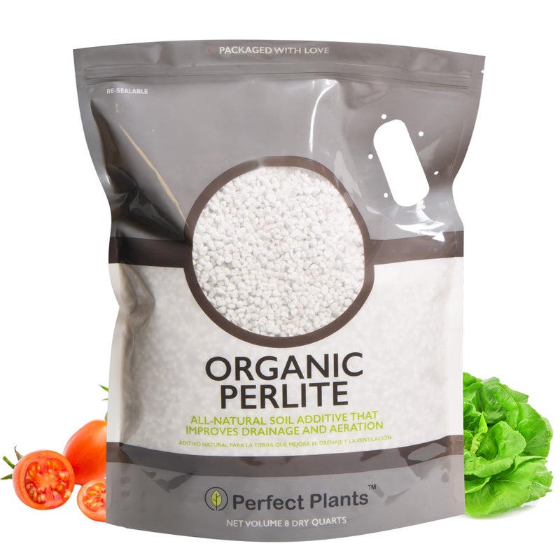 Organic Perlite by Perfect Plants â€” Add to Soil for Indoor & Outdoor Container Plants for Drainage Management and Enhanced Growth (8qts.)