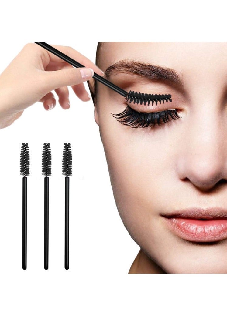 عبوة من 100 قطعة من فرشاة تطبيق الماسكارا للاستخدام مرة واحدة لتمديد الرموش والحواجب والمكياج، لون أسود. - Image 2