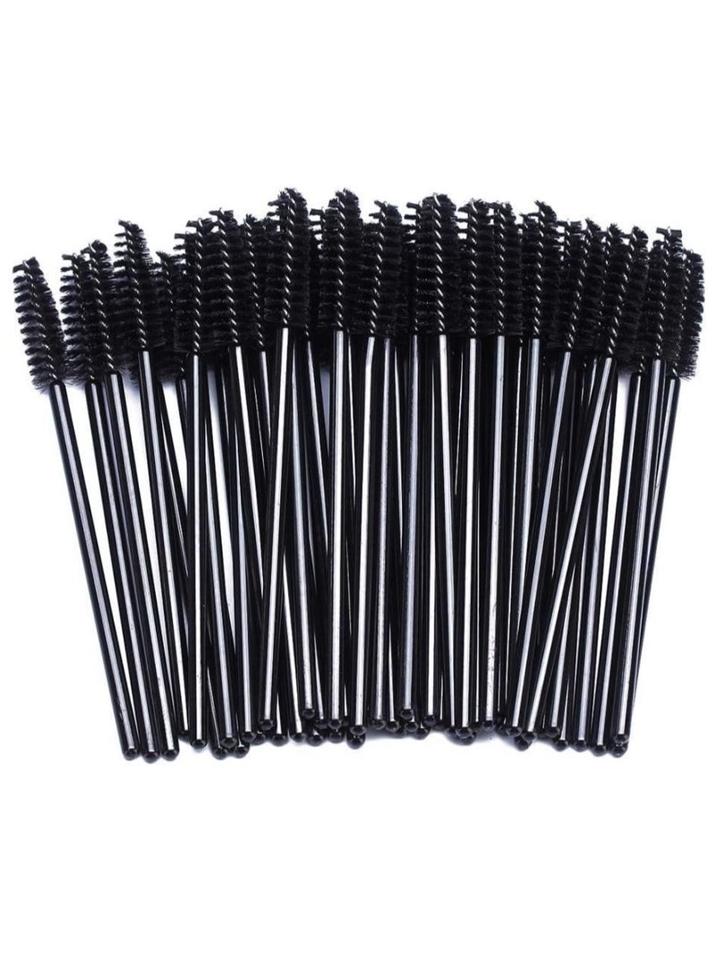 عبوة من 100 قطعة من فرشاة تطبيق الماسكارا للاستخدام مرة واحدة لتمديد الرموش والحواجب والمكياج، لون أسود. - Image 1
