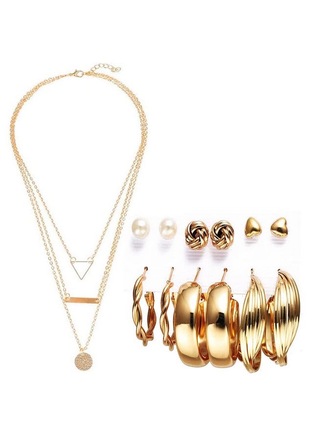 YouBella Fashion Jewellery Gold Plated Necklace and Earrings Combo Jewellery Set for Girls and Women (Gold) (Style 3) - Image 1