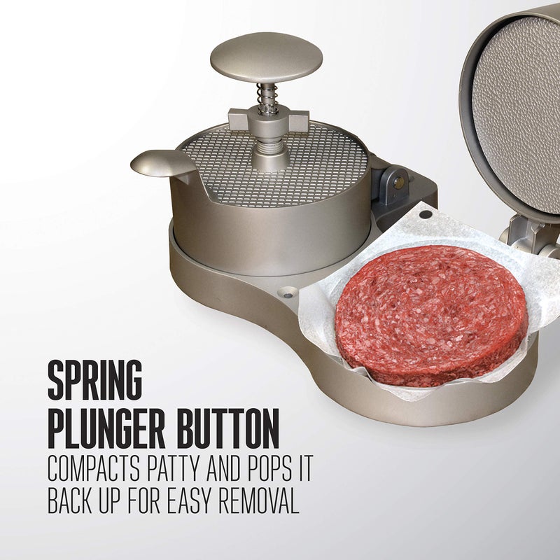 Weston Burger Press, Makes 4 1/2" Diameter Patties for Hamburger, Crab Cakes, Sausage, 1/4lb to 3/4lb, with Spring Ejector for Easy Removal, Double, Non-stick Heavy-Duty Cast Aluminum (07-0701) - Image 3