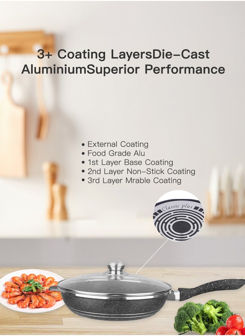 DESSINI - Granite Cookware Sets 10-Piece With Glass Lids, Non Stick Pots And Pans Set, Cooking Set Suitable For Induction Cooker, Gas Cooker And Other Multi-Stove - Image 1