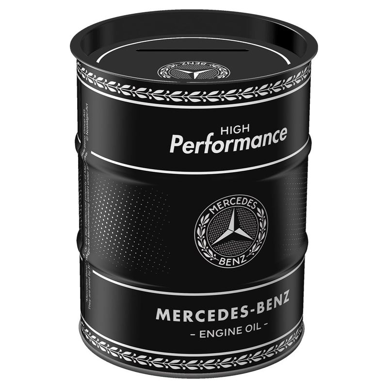 NostalgicArt Retro Money Box 203 oz MercedesBenz Engine Oil Gift idea for MercedesBenz Fans Metal Piggy Bank Vintage Design
