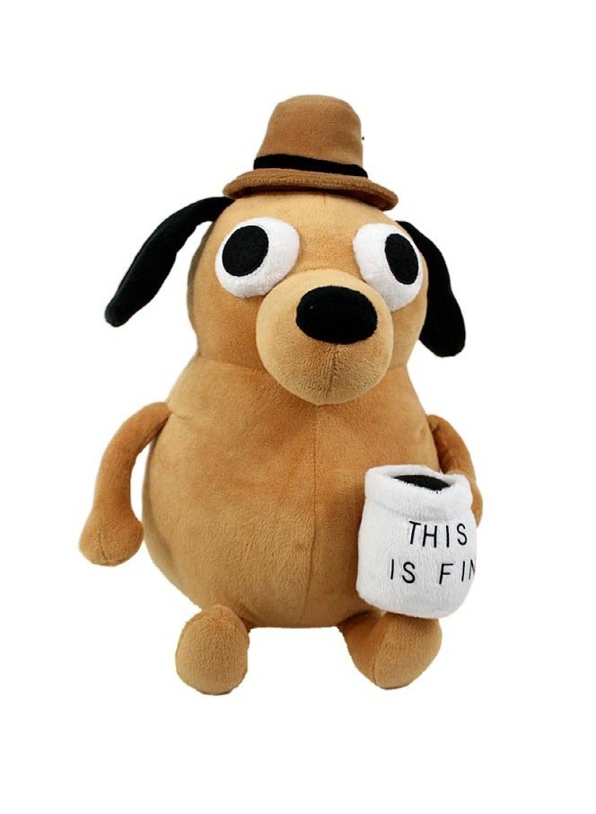 25cm This Is Fine Meme Dog Plush Coffee Mug Plush Toy Home Decor  - Image 1