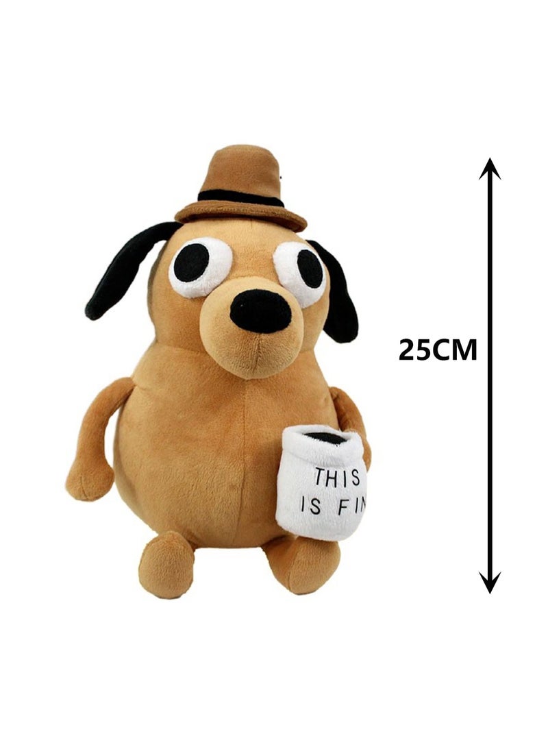 25cm This Is Fine Meme Dog Plush Coffee Mug Plush Toy Home Decor  - Image 2