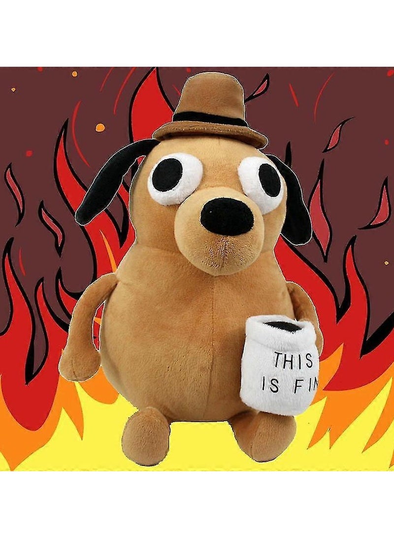 25cm This Is Fine Meme Dog Plush Coffee Mug Plush Toy Home Decor  - Image 3