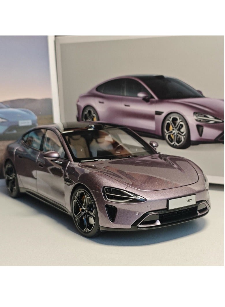 general 1:24 Xiaomi SU7 alloy car model with audio new energy simulation model car alloy collection ornament (Xiaguang purple) - Image 3