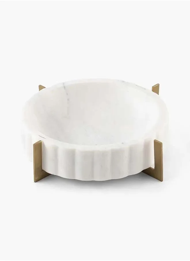 2XL Home White Marble Bowl With Gold Stand