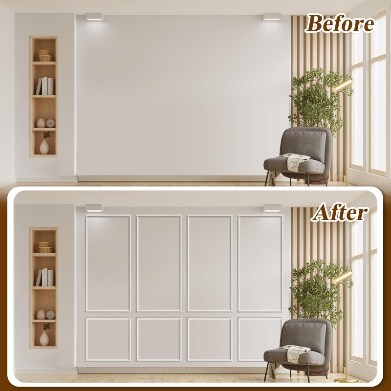 Pangda Peel and Stick Wall Molding Kit, 3D Premade Accent Molding Wainscoting Panel for Interior Wall Moulding Decor, Ready to Assemble Wainscoting Accent Panel(6 Set,24 x 54 in) - Image 4