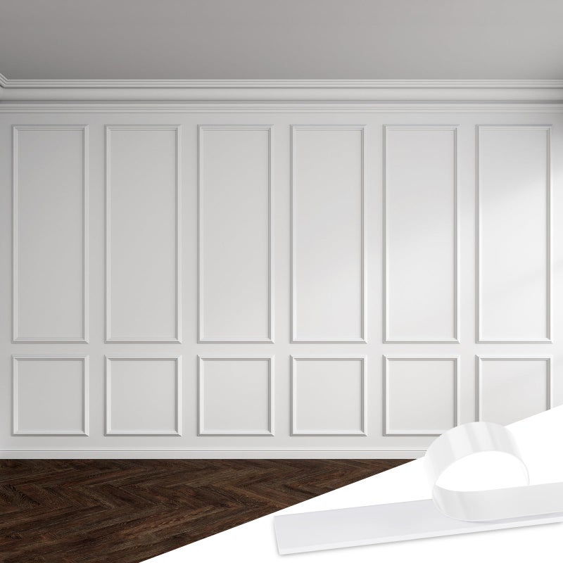 Pangda Peel and Stick Wall Molding Kit, 3D Premade Accent Molding Wainscoting Panel for Interior Wall Moulding Decor, Ready to Assemble Wainscoting Accent Panel(6 Set,24 x 54 in) - Image 1
