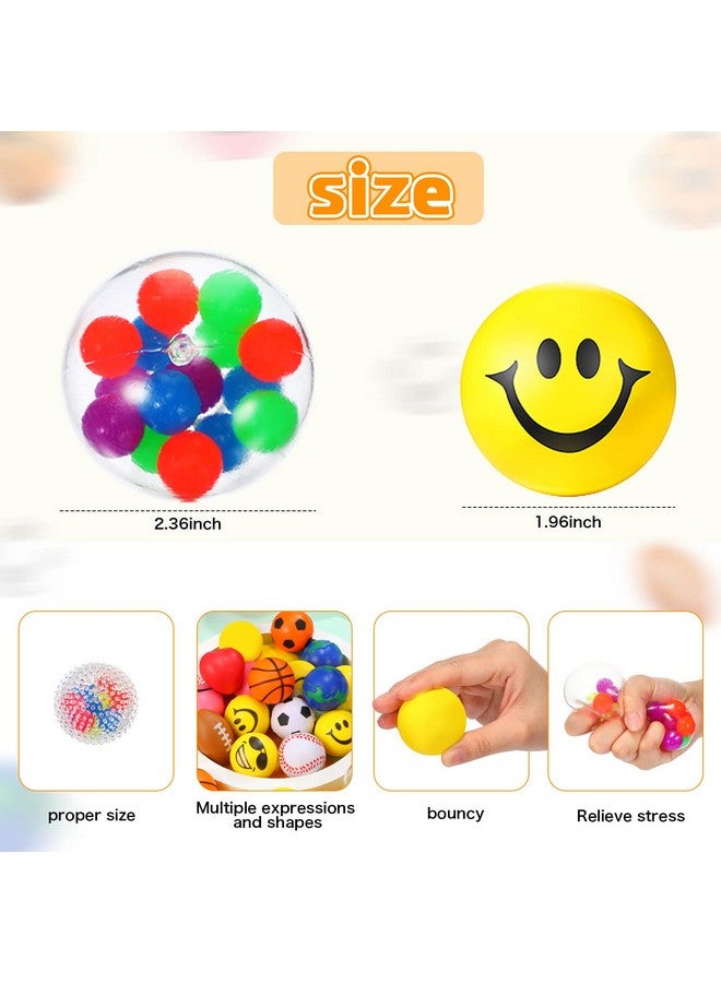 Civaner 30 Pieces Stress Balls 2 Inch Stress Smile Balls Stress Ball Pack Stress Relief Small Balls Toys Prizes For Teens Treasure Box Classroom Prizes School Office Party Favor Birthday Gift Multicolors - Image 3