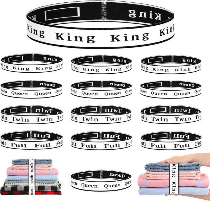 wuher 16Pcs Bed Sheet Organizer Bands & Labels - Foldable Sheet Set Organizer - Queen, King, Full, Twin - Image 1