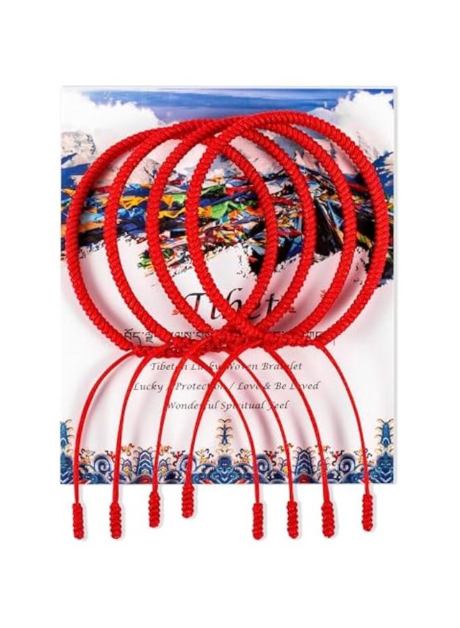 التبت محظوظ سلسلة الأحمر المنسوجة سوار حماية الرجال والنساء حظا سعيدا سلسلة الأحمر سوار اليد معقود الحبل الأحمر والأسود سوار قابل للتعديل - Image 3