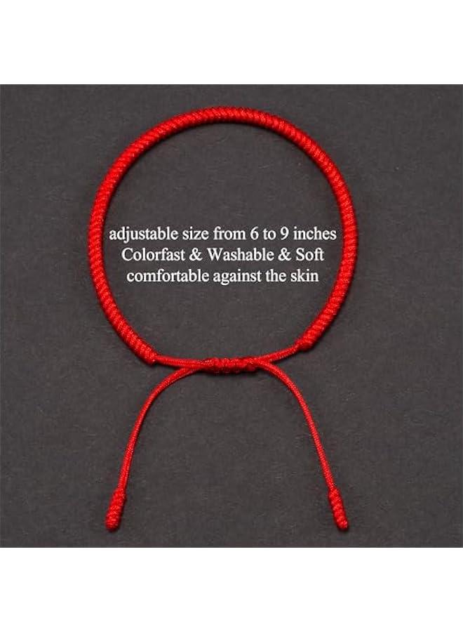 التبت محظوظ سلسلة الأحمر المنسوجة سوار حماية الرجال والنساء حظا سعيدا سلسلة الأحمر سوار اليد معقود الحبل الأحمر والأسود سوار قابل للتعديل - Image 4
