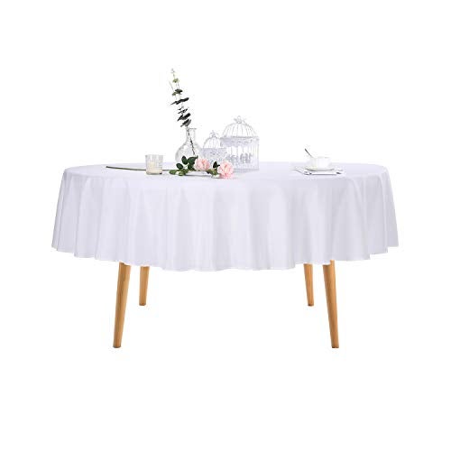 Ascoza 2pack 70 Inch White Round Tablecloth in Polyester Fabric for Wedding/Banquet/Restaurant/Parties - Image 1
